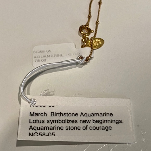 NWT Gold Aquamarine Lotus Necklace Satya Jewelry - Picture 4 of 4